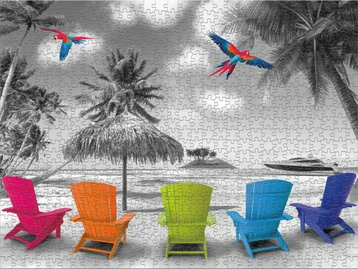Best Pirce ❤️ Ceaco 750 Pieces Beach Chairs 🤩 -BEACH & OCEAN Puzzles Shop 021081280068 1