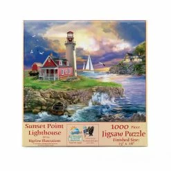 Best Sale 👏 SunsOut 1000 Pieces Sunset Point Lighthouse ❤️ -BEACH & OCEAN Puzzles Shop 31540sunsetpointlighthouse front