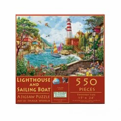 Outlet 👏 SunsOut 550 Pieces Lighthouse And Sailing Boat 🔔 -BEACH & OCEAN Puzzles Shop 42975lighthouseandsailingboat front