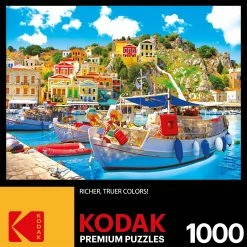 Hot Sale 💯 Kodak 1000 Pieces Symi With Boats In The Harbor, Greece 😍 -BEACH & OCEAN Puzzles Shop 4895145421010 FRONT
