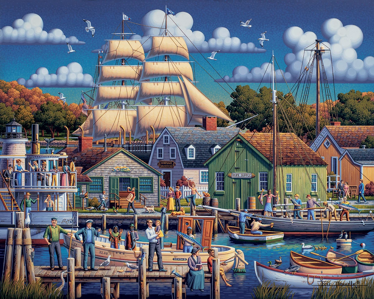 Brand new π Dowdle Folk Art 500 Pieces Mystic Seaport π 3 Brand new π Dowdle Folk Art 500 Pieces Mystic Seaport π