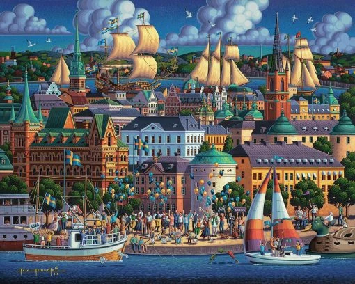 Wholesale ⭐ Dowdle Folk Art Stockholm 🥰 -BEACH & OCEAN Puzzles Shop 671095104838 1