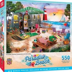 New 😍 MasterPieces 550 Pieces Oceanside Camping 👏 -BEACH & OCEAN Puzzles Shop 705988321191 B