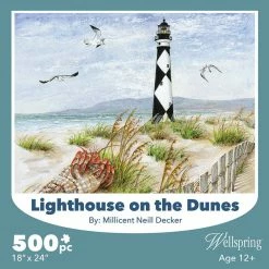 Coupon 👍 Wellspring 500 Pieces Lighthouse On The Dunes ✔️ -BEACH & OCEAN Puzzles Shop 784229068293 b