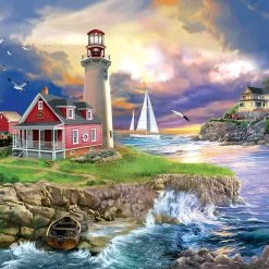 Best Sale 👏 SunsOut 1000 Pieces Sunset Point Lighthouse ❤️