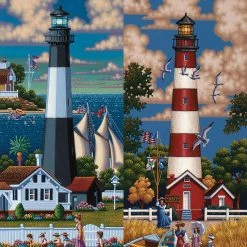 Budget 😀 Dowdle Folk Art 500 Pieces Lighthouses South 🧨